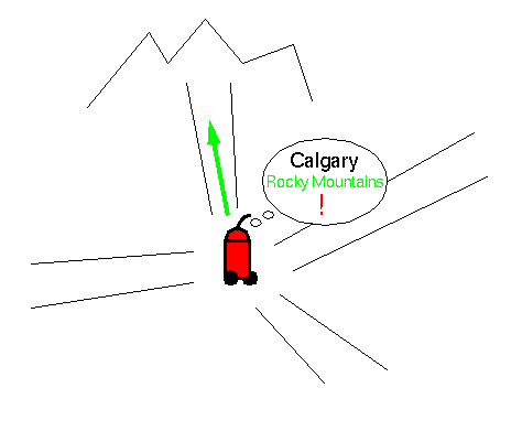 A robot deducing that Calgary is near the Rocky Mountains